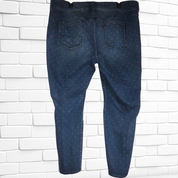 Torrid (Size 22) Plus Size Blue Polka Dot Denim Skinny Ankle Jeans - Picture 3 of 3